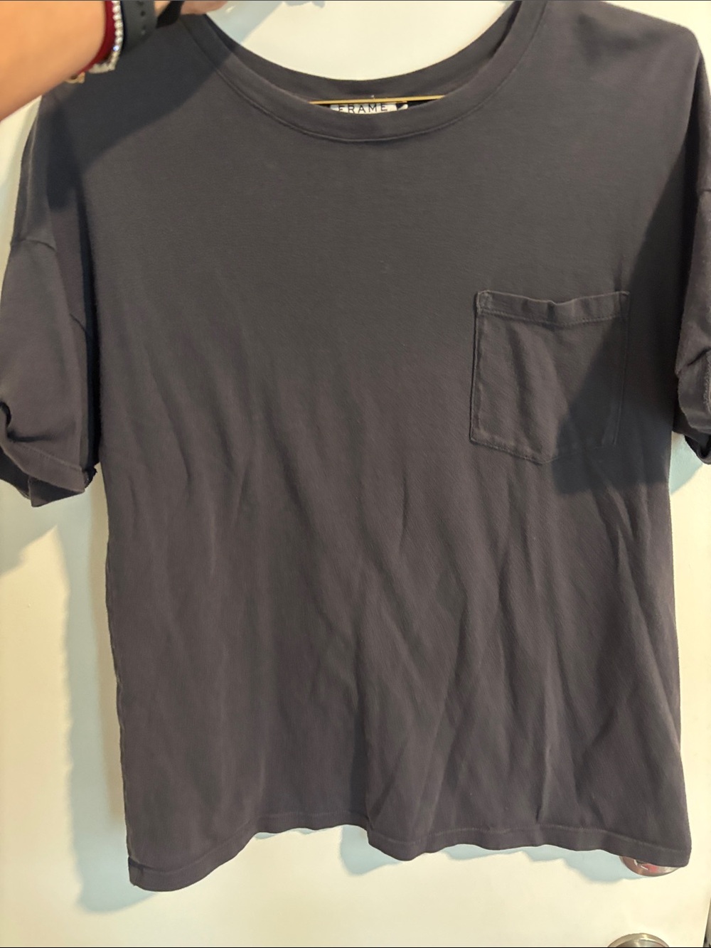 Frame Pocket Crew Neck T-Shirt in Charcoal